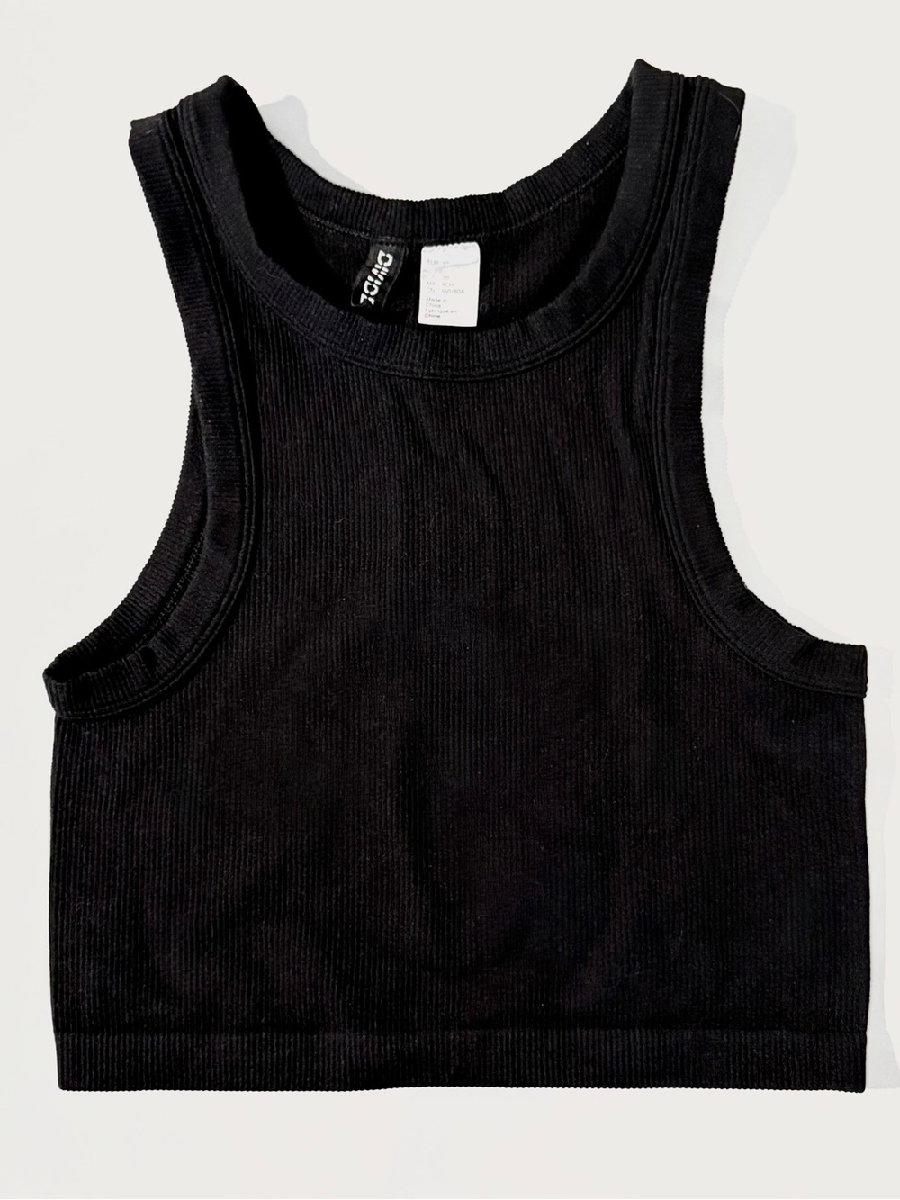 H&M Womenโs Black Ribbed Tank Top Size XS